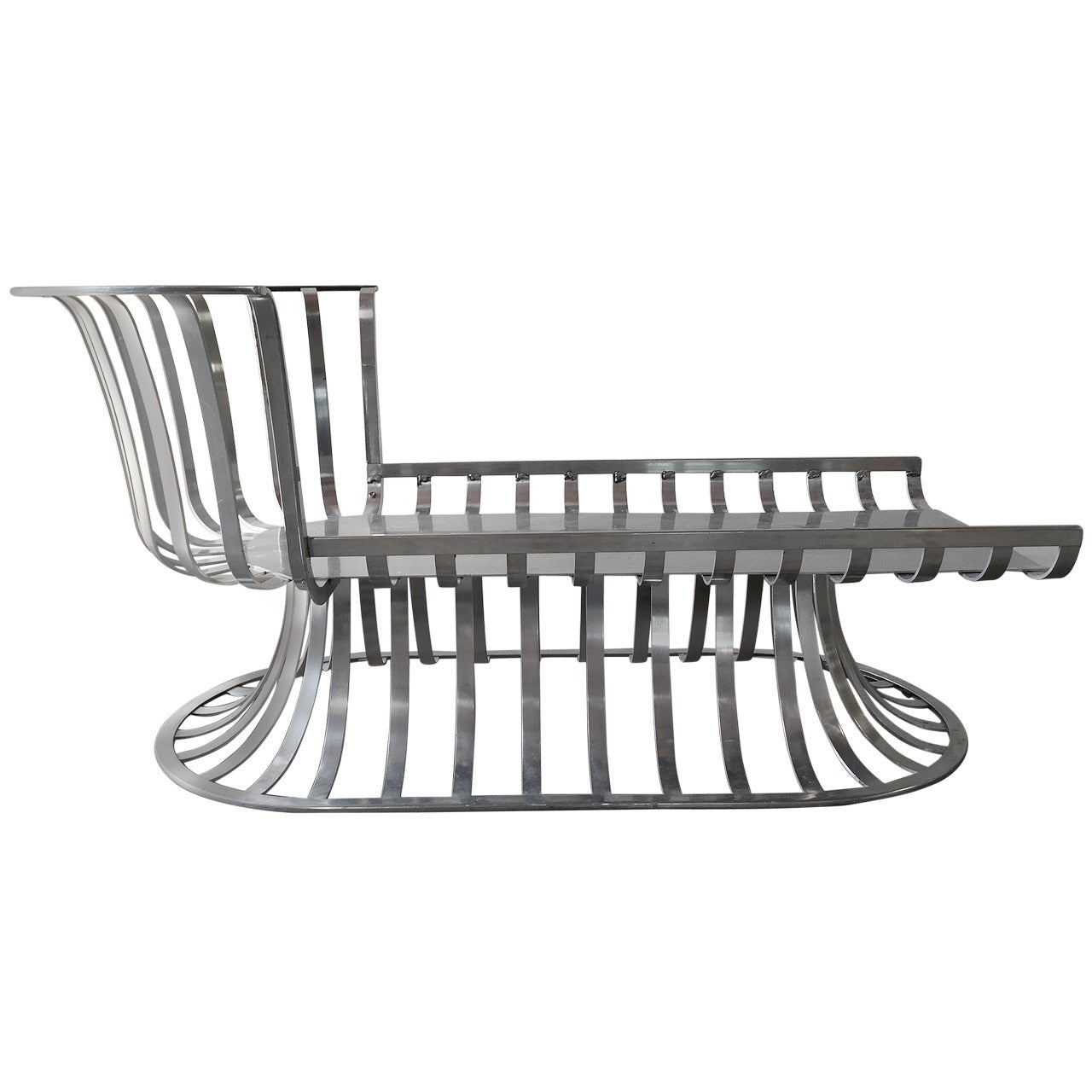 Russell Woodard Deco Style Aluminum Outdoor Patio Chaise Lounge For Sale