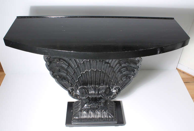 Grosfeld House Hollywood Black Shell Console Table (manner of Serge Roche) In Good Condition In Chicago, IL