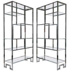 Pair of Milo Baughman display Shelves (shelf) Etageres