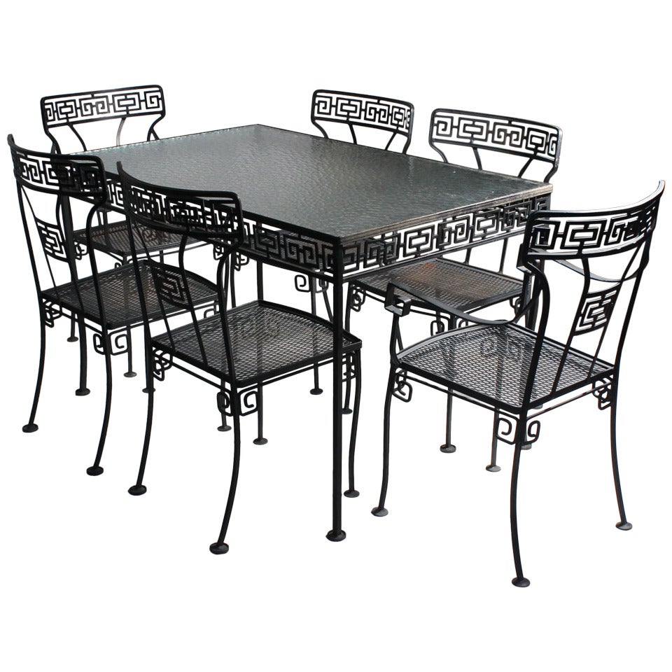 Greek key patio garden Neoclassical Dinette set style Salterini Parzinger