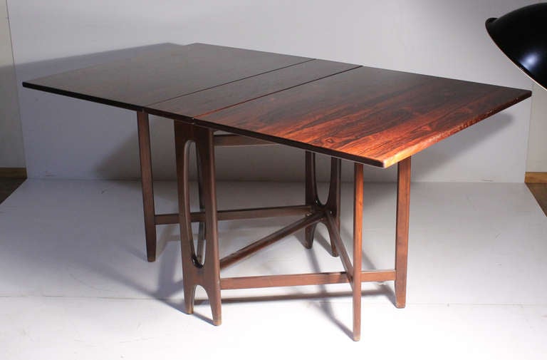 Danish modern Rosewood gate leg dinette table designed by Bendt Winge. Model NR4 for Kleppes Mobelfabrik (Norway)

58 3/4