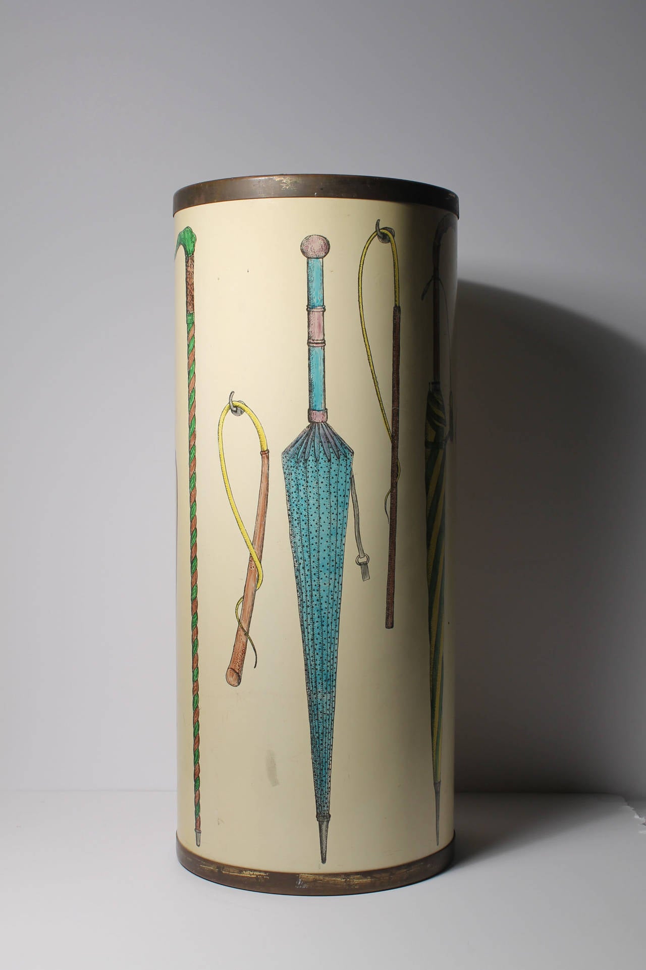 Beautiful Vintage Umbrella stand by Bucciarelli Milano Italy. Possibly a design by Fornasetti. Researching Fornasetti's relationship with the company Bucciarelli.