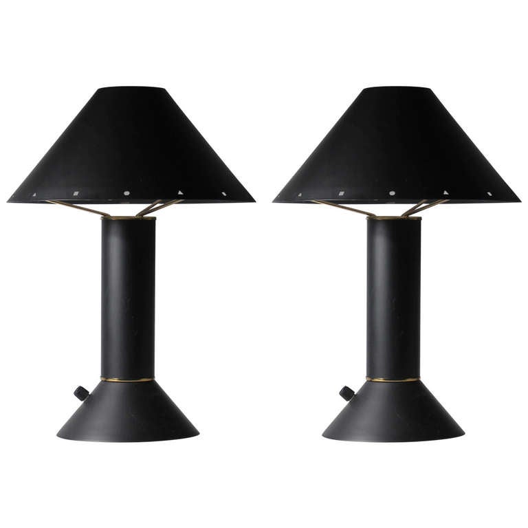 Original Lamps pair of vintage original black ron rezek table lamps memphis style Original Lamps pair of vintage original black ron rezek table lamps memphis style