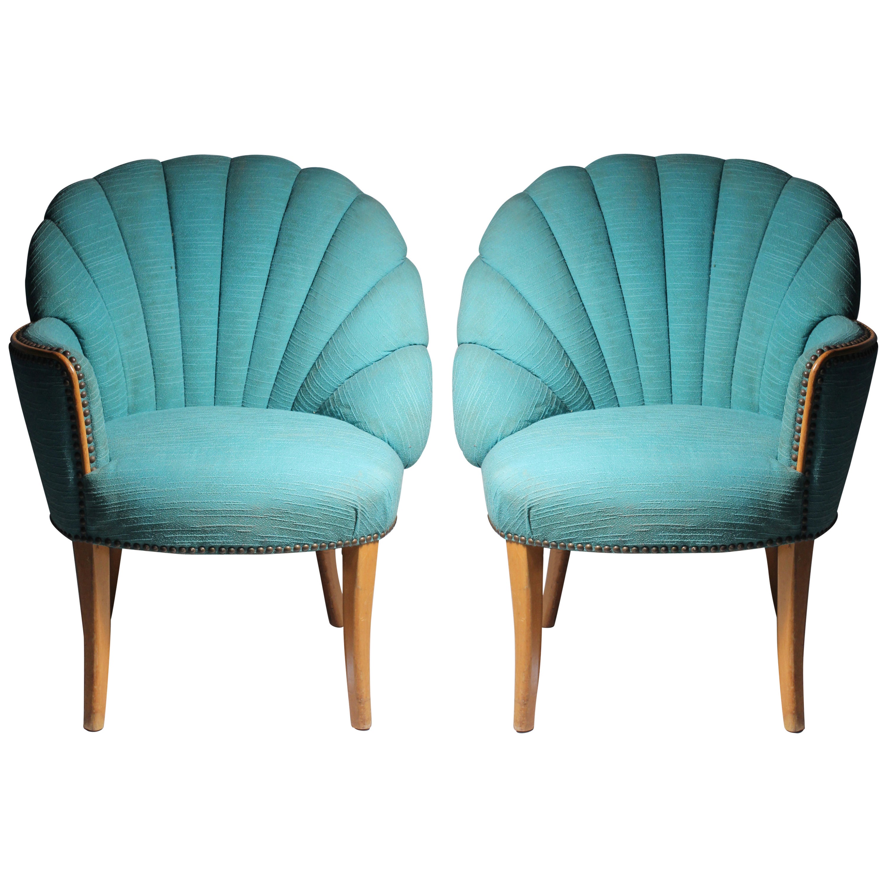 Vintage Asymmetrical Hollywood Regency Fan-Back Chairs - Grosfeld House