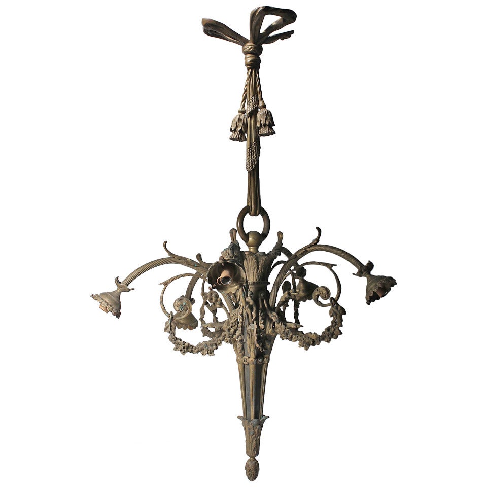 French Bronze Chandelier Lamp Fixture