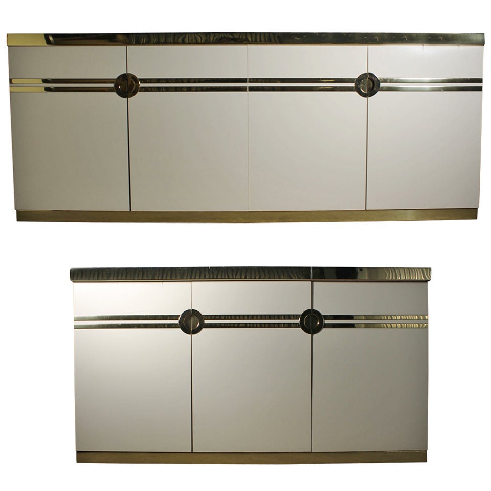 Pierre Cardin Brass and Ivory Credenza Deco Cabinet Sideboard