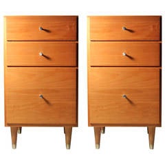 Paul McCobb style pedestal nightstands / end tables / chest of drawers