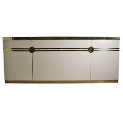 Pierre Cardin Brass and Ivory Credenza Deco Cabinet Sideboard