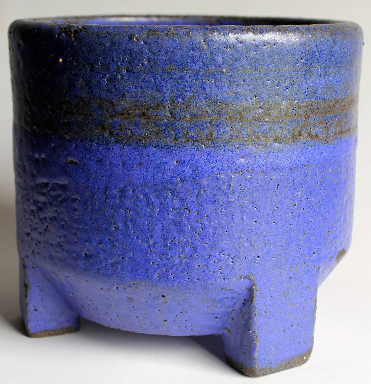 Brutalist Intense Blue Zaalberg Stoneware Planter Vase