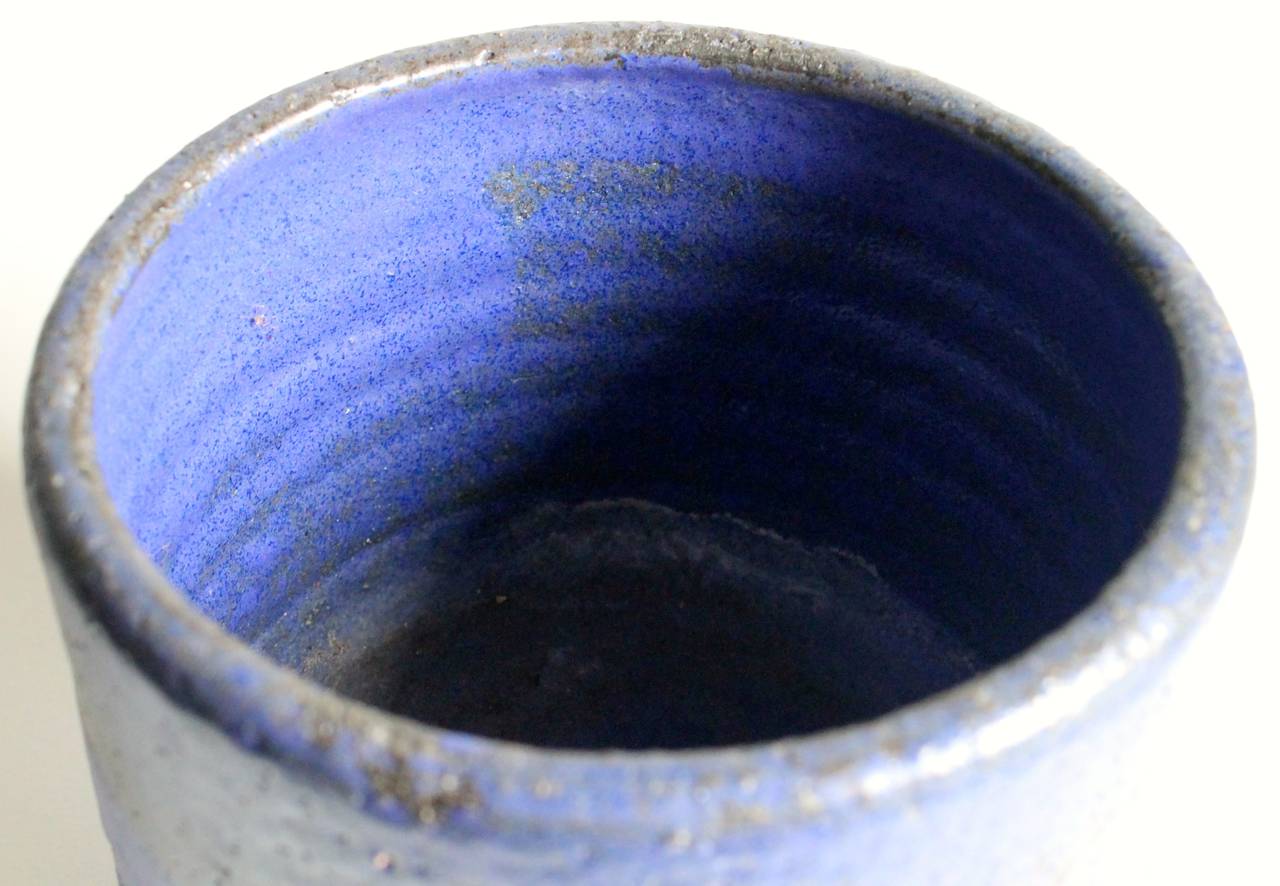 Intense Blue Zaalberg Stoneware Planter Vase In Excellent Condition In Chicago, IL
