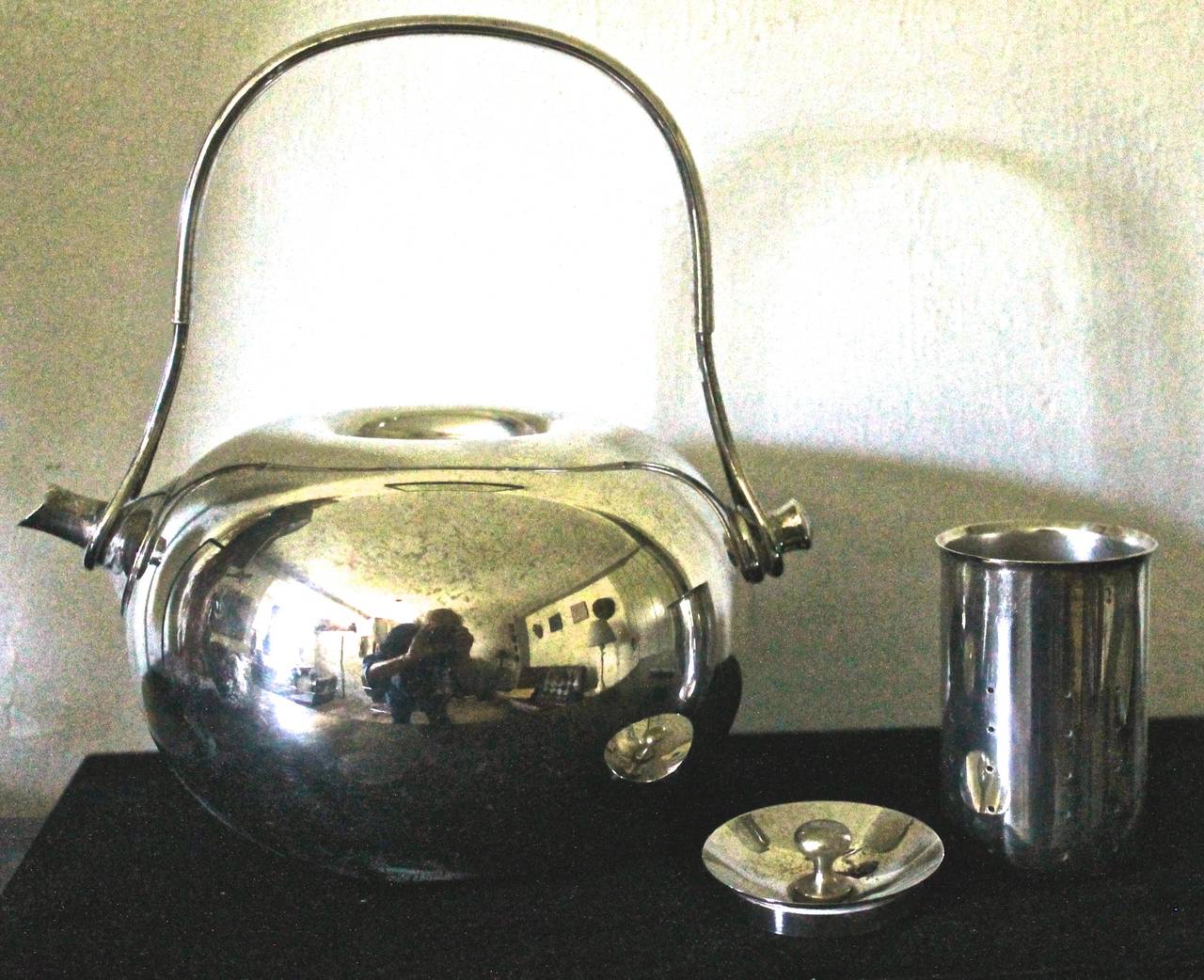 Mid-Century Modern Vivianna Torun Bulow-Hube Dansk Silver-plated Brass Tea Pot