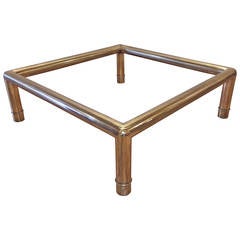 Hollywood Regency Mastercraft Brass Tubular Coffee Table / Oriental Chinoiserie 1