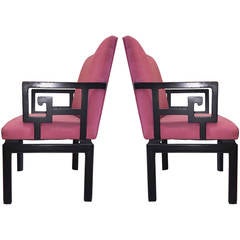 Vintage Hollywood Regency Michael Taylor Greek Key Armchairs for Baker 12