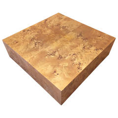 Milo Baughman Burl Coffee Table on Castors