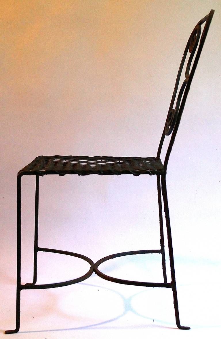 Pair of French Wrought Iron Sidechairs Manner of Royere In Good Condition In Chicago, IL
