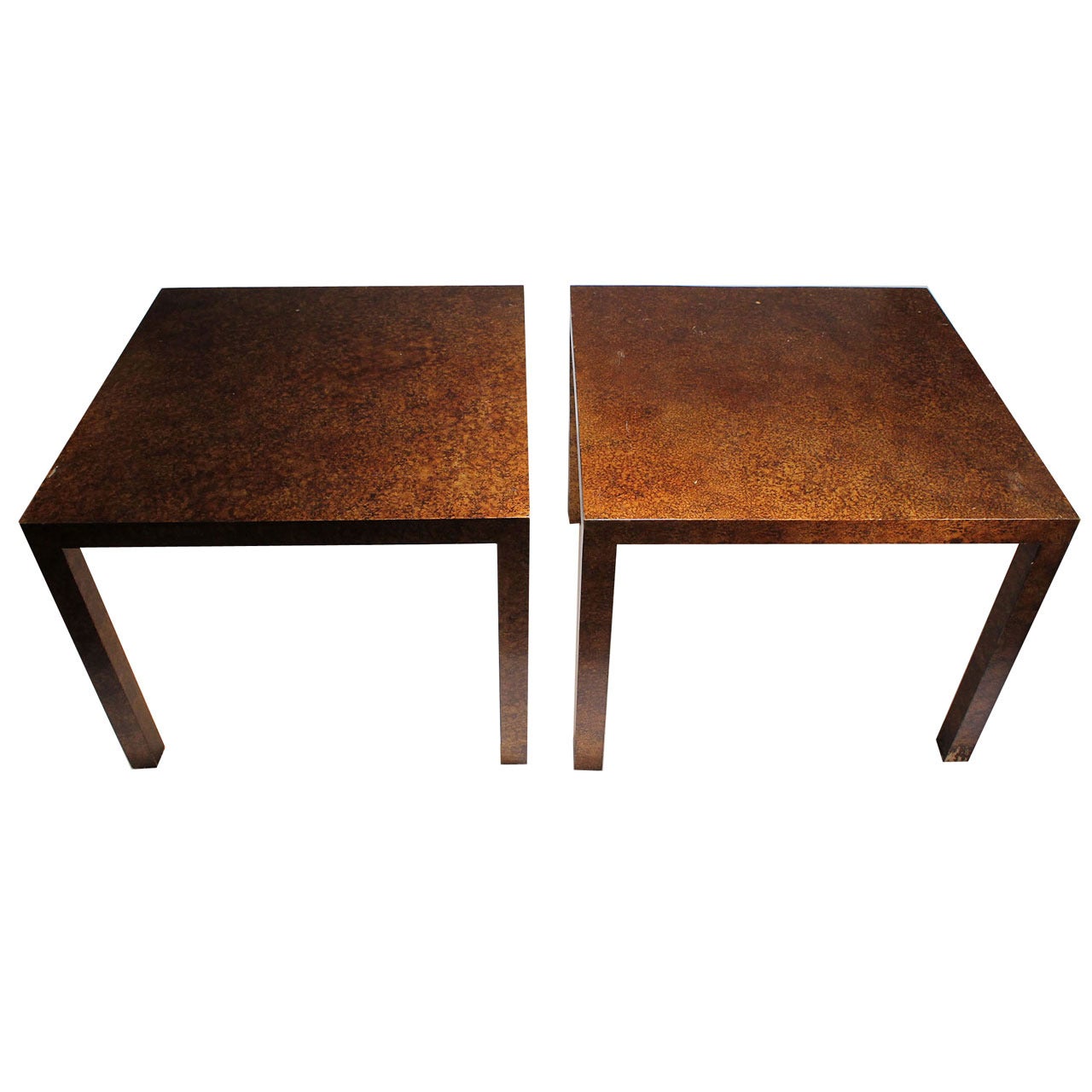 Vintage Pair of Oil Spot Finish Parsons End Tables by Heritage For Sale