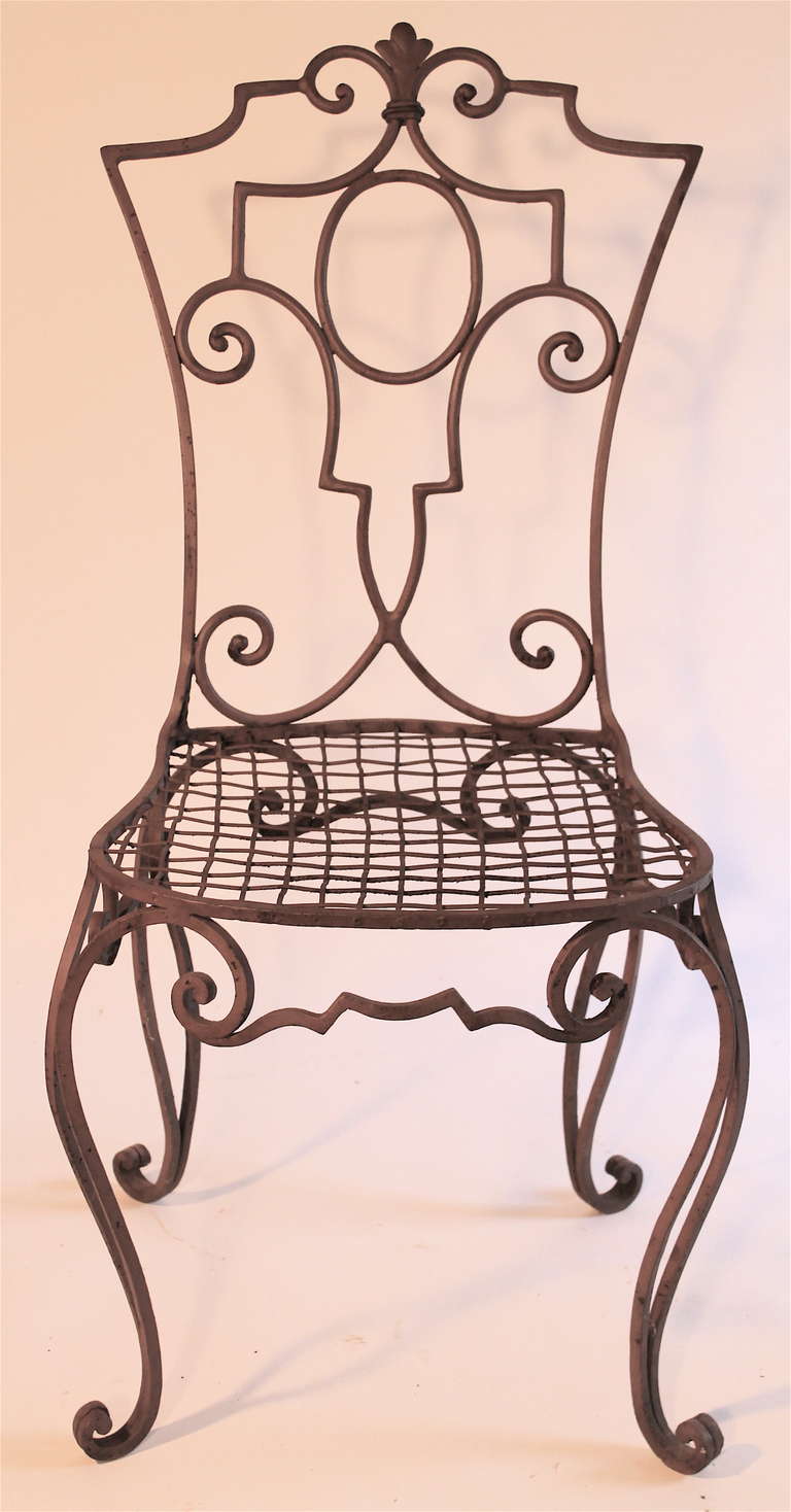 Jean-Charles Moreux painted Wrought Iron Chairs SET OF 6 In Good Condition In Chicago, IL