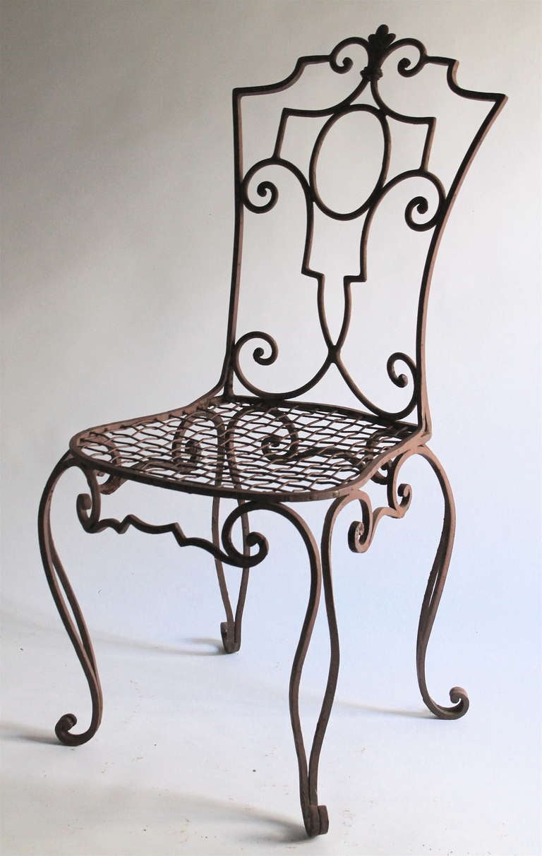 Art Deco Jean-Charles Moreux painted Wrought Iron Chairs SET OF 6