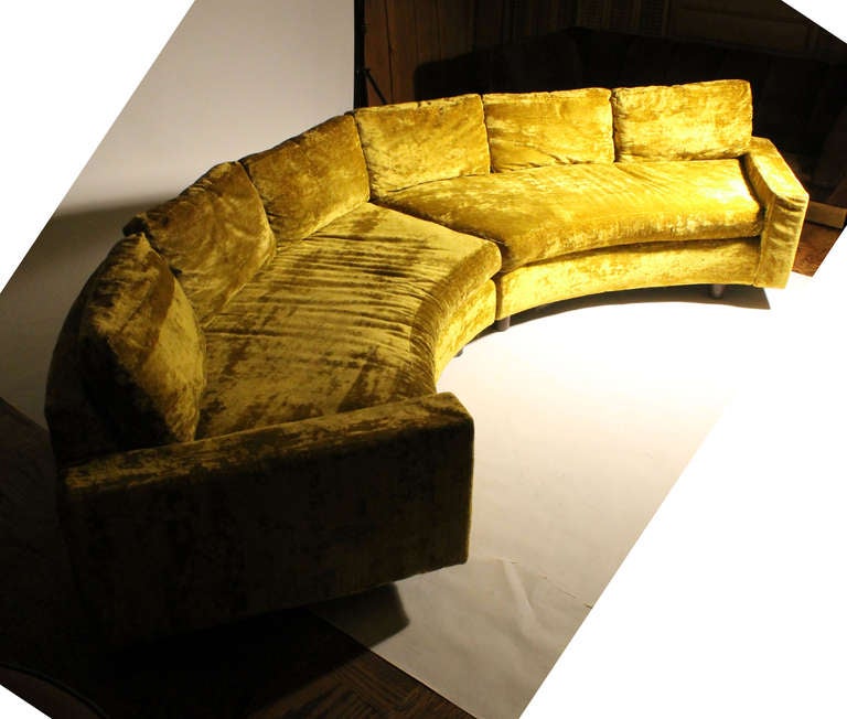 Vintage Chartreuse Curve Sofa attributed to Milo Baughman 3