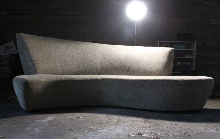 Serpentine sofa was inspired by the world-renowned Guggenheim Museum of Modern and Contemporary Art located in Bilbao, Spain. Weiman/Preview. Label attached to underside.