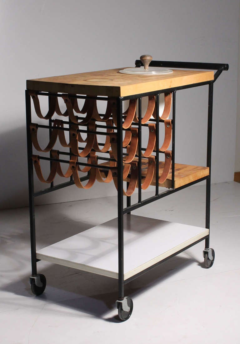 Arthur Umanoff Raymor Serving Bar Cart In Good Condition In Chicago, IL
