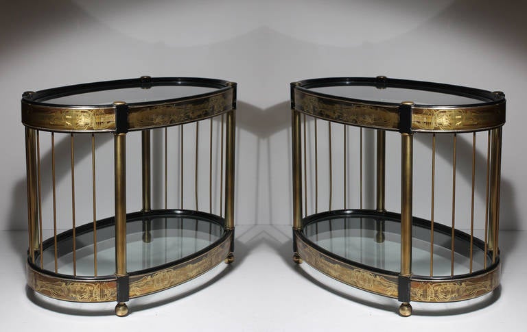 20th Century Pair of Hollywood Regency Mastercraft End Tables by Bernard Rohne For Sale