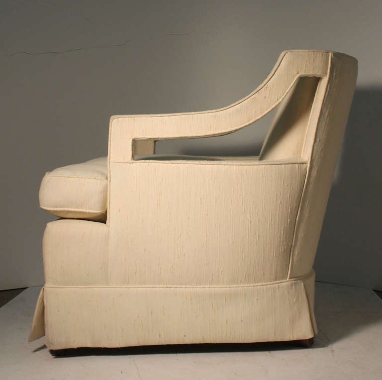 Hollywood Regency Decorator Mid-Century Open Arm Lounge Chairs In Good Condition In Chicago, IL