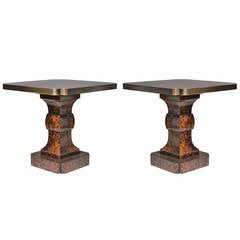 Asian Oriental Chinoiserie Oil Spot End Tables in Style of James Mont