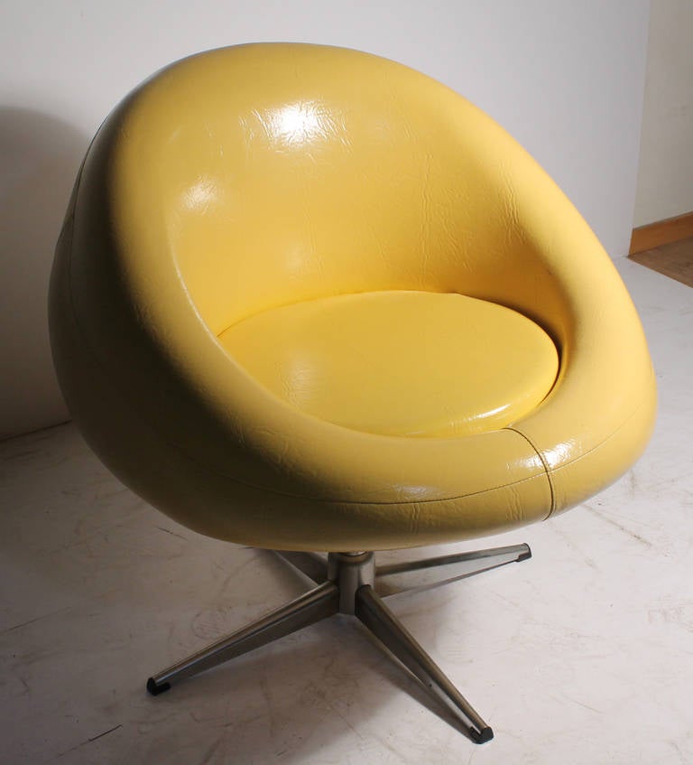 Mid-20th Century Pair of Overman Yellow 1970's POD Chairs