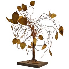 Vintage Whimsical Metal Tree Sculpture in the Brutalist School