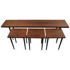 Danish Modern Rosewood Nesting Tables Bench Group