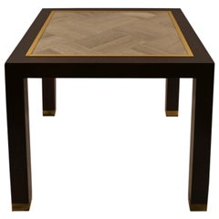 Square End Table with Parquetry Marble Top
