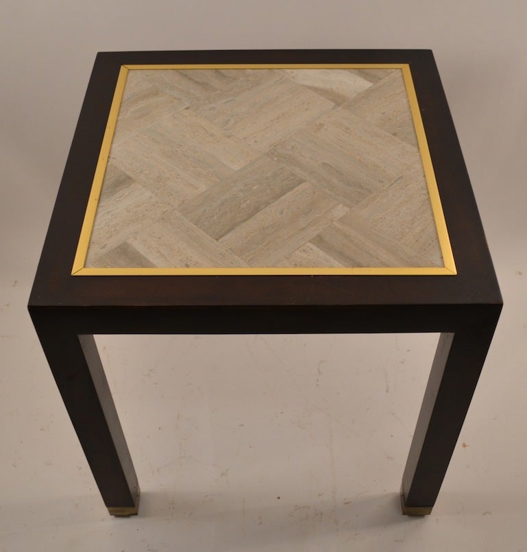 Square End Table with Parquetry Marble Top For Sale 1