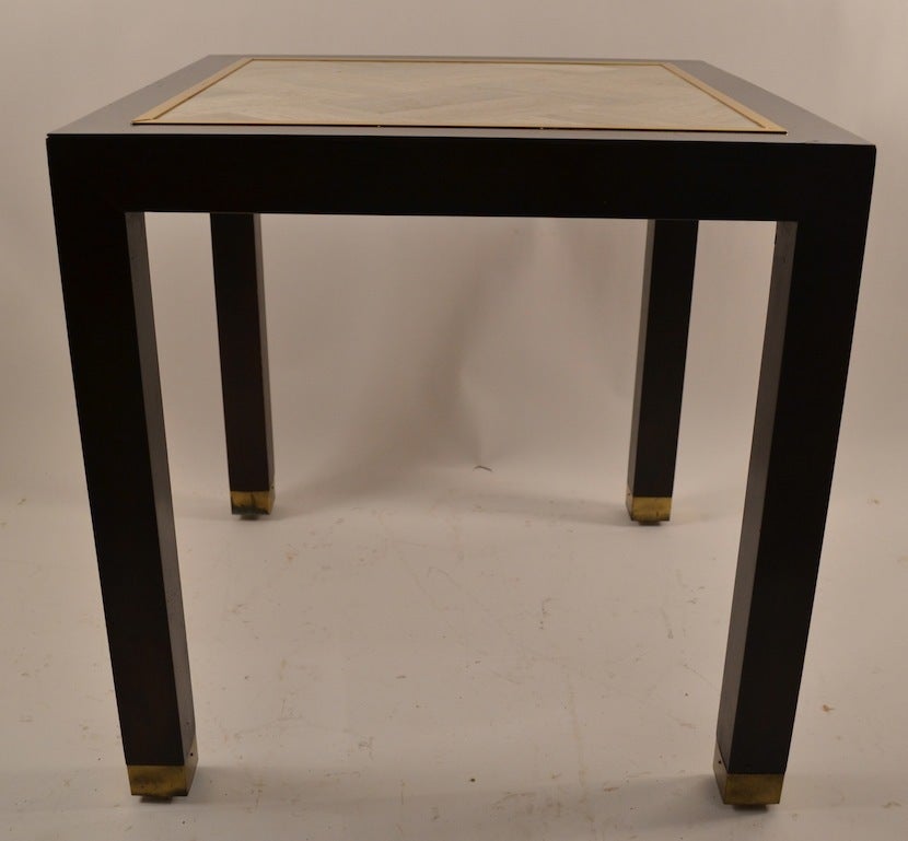 Square End Table with Parquetry Marble Top For Sale 2