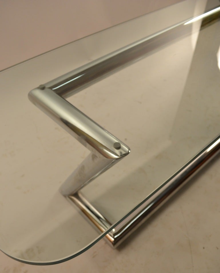 Mid-20th Century Tubular Chrome Base Plate Glass top Cocktail Table For Sale