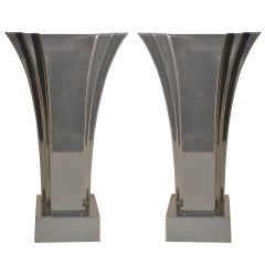 Pair Aluminum Art Deco Revival Boudoir Lamps by Stiffel