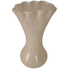 Murano Glass Controlled Bubble Gold Inclusion Flower Vase