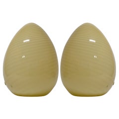 Pair Vetri Murano Glass Egg Lamps