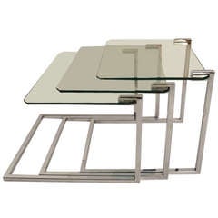 Chrome and Glass Nest of Tables