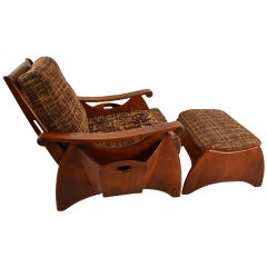Solid Maple Rustic Lounge Chair and Ottoman