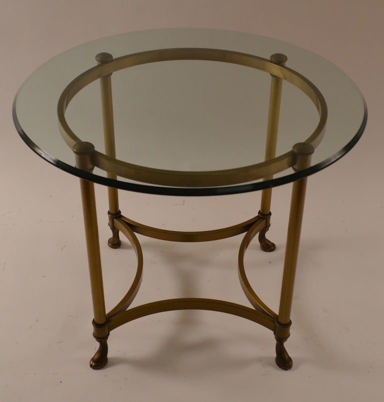 Late 20th Century Pair Brass Base Plate Glass Top Tables by LaBarge