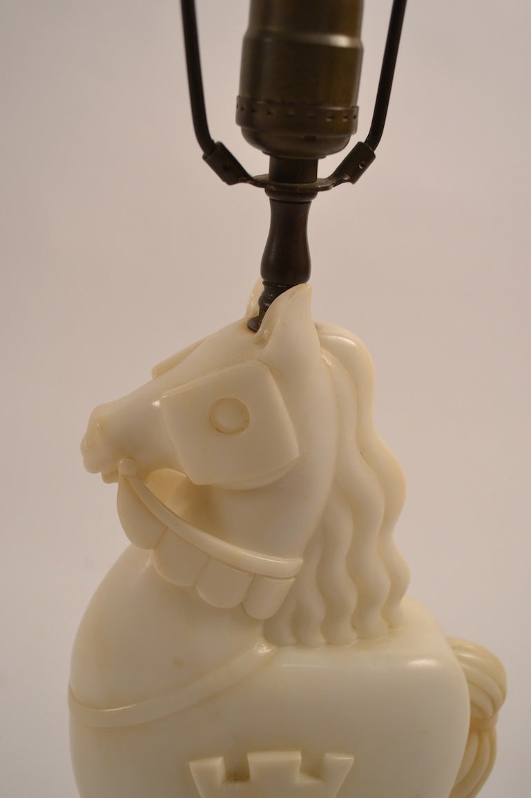 Mid-20th Century Alabaster Lamp in the form of a Knights Horse