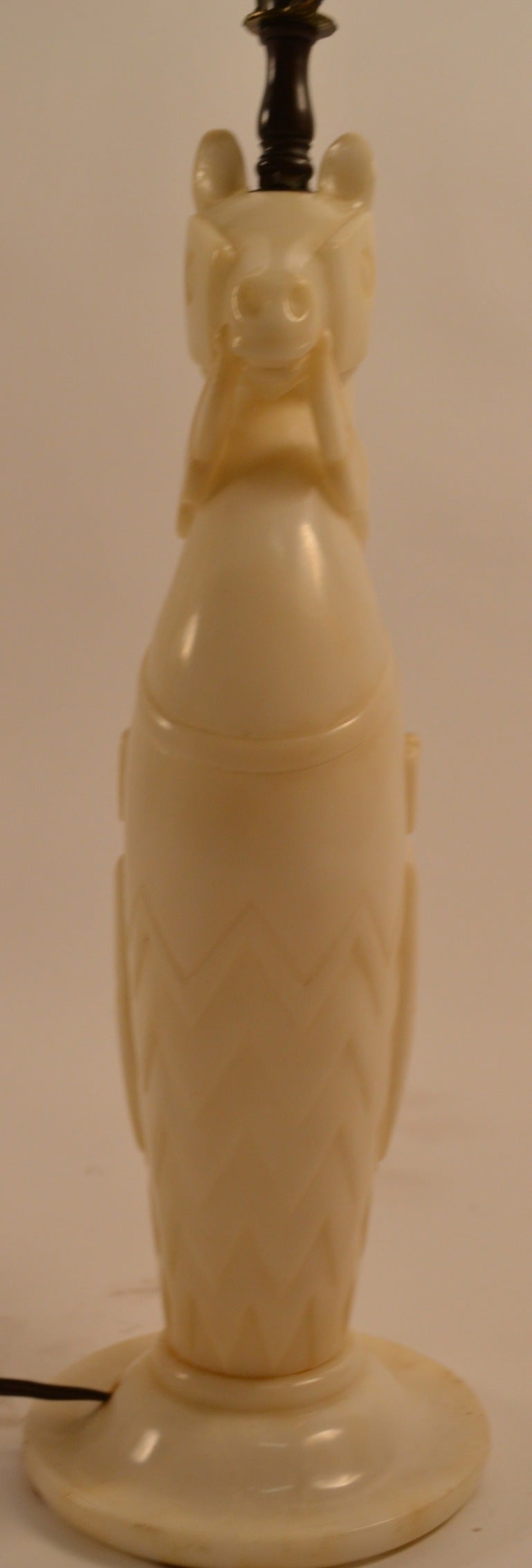 Carved Alabaster Lamp in the form of a Knights Horse