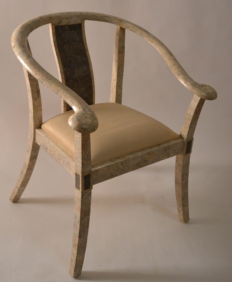 Pair of Tessellated Stone Asia Modern Chairs For Sale 4