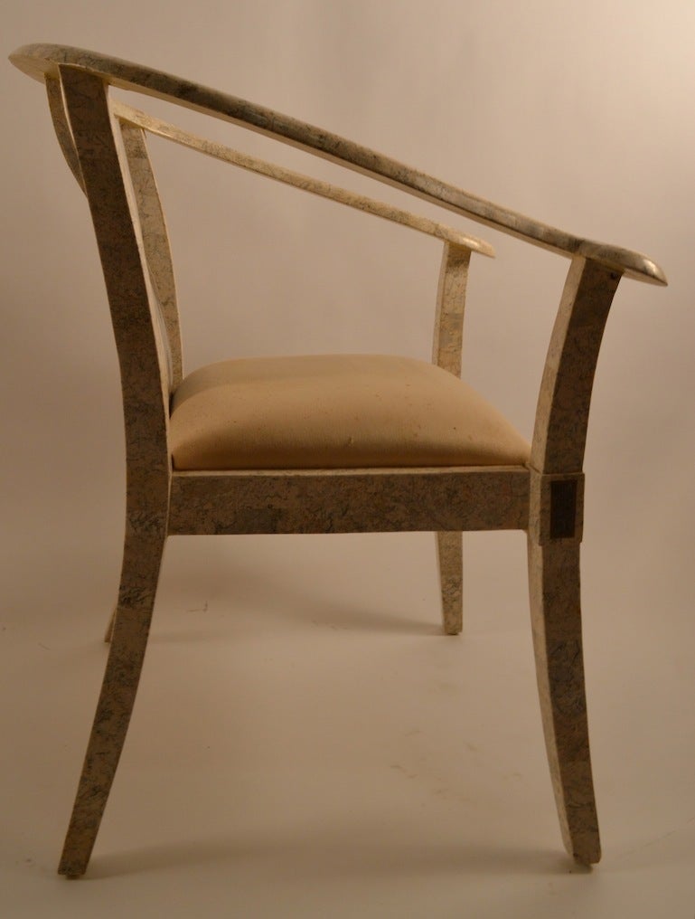 Late 20th Century Pair of Tessellated Stone Asia Modern Chairs For Sale