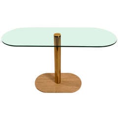 Oval Glass Top Console Table