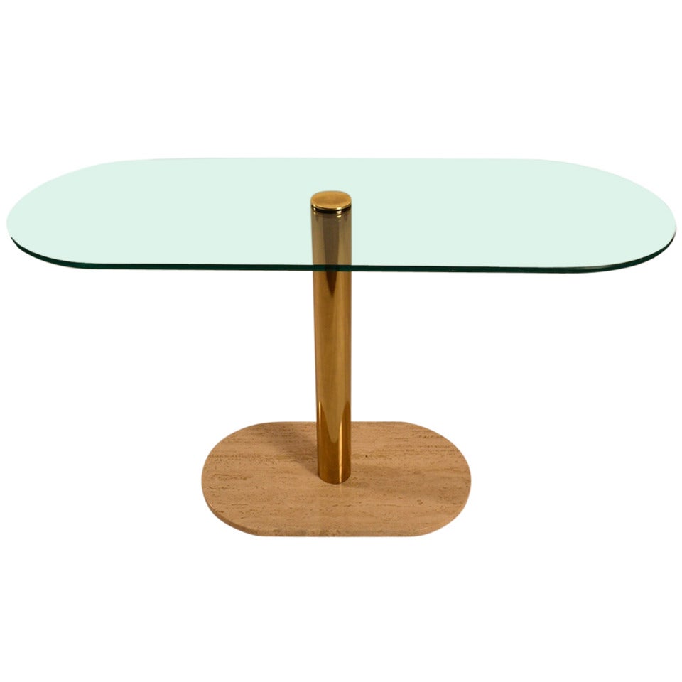 Oval Glass Top Console Table