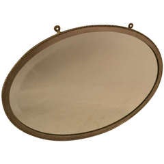 Antique Industrial Turn of the Century Nickle Plated Oval Mirror