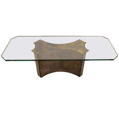 Stylish Glass Top and Mirrored Glass Base Table