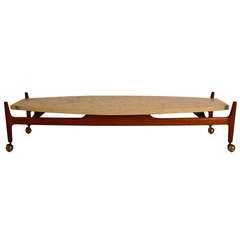 Harvey Probber Travertine Top Surfboard Coffee Table